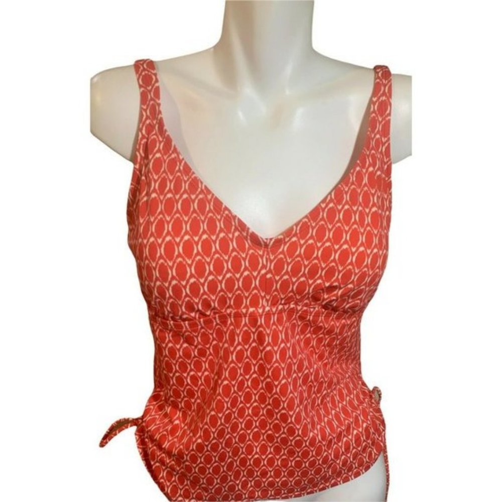 Jantzen Orange/White Tankini Top Shirred Lightly Padded Size 14